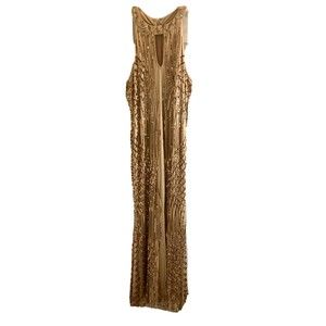 Venus woman’s Beige Halter Neck Bronze Sequined Maxi sleeveless dress size 18